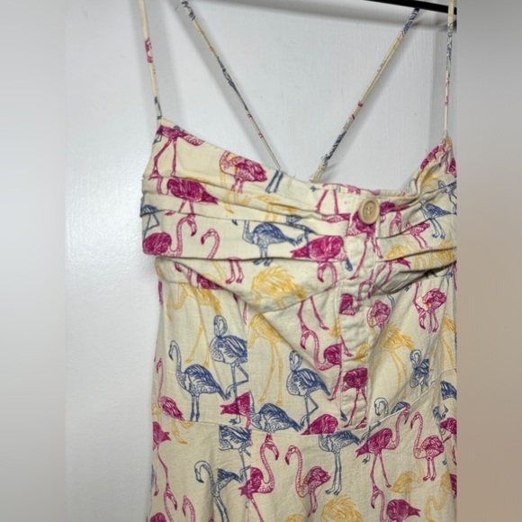 Collectif Retro Flamingo Novelty Swing Fit & Flare Yellow Blue Pink Dress 4XL - Picture 4 of 16
